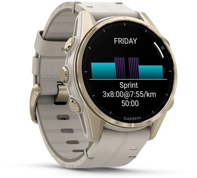 Смарт-часы Garmin Fenix 8 AMOLED 43mm Sapphire Soft Gold with Limestone Leather Band 1346636 фото