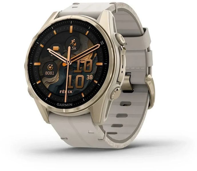 Смарт-часы Garmin Fenix 8 AMOLED 43mm Sapphire Soft Gold with Limestone Leather Band 1346636 фото
