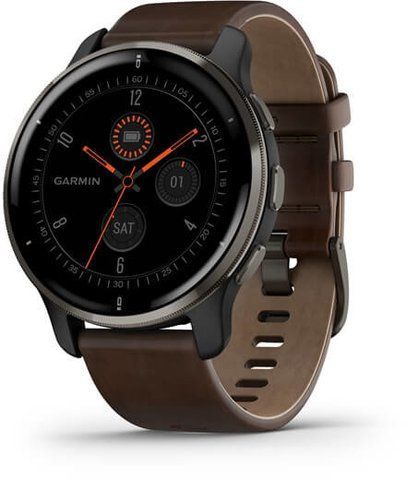 Смарт-часы Garmin Venu 2 Plus Slate Stainless Steel Bezel With Slate Case And Brown Leather Band 887482 фото