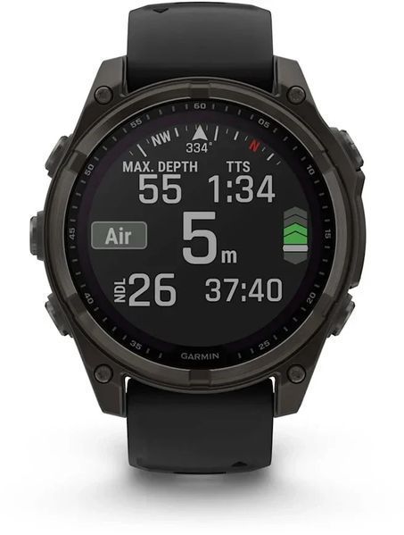 Смарт-часы Garmin Fenix 8 Solar 47mm Sapphire Carbon Grey DLC Titanium with Black/Pebble Grey Silicone Band 1346387 фото