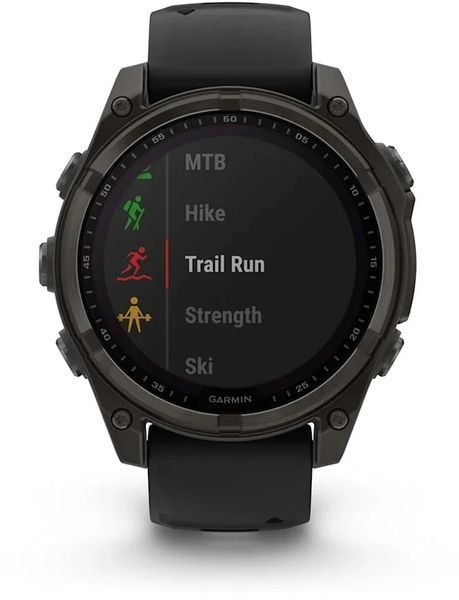 Смарт-часы Garmin Fenix 8 Solar 47mm Sapphire Carbon Grey DLC Titanium with Black/Pebble Grey Silicone Band 1346387 фото