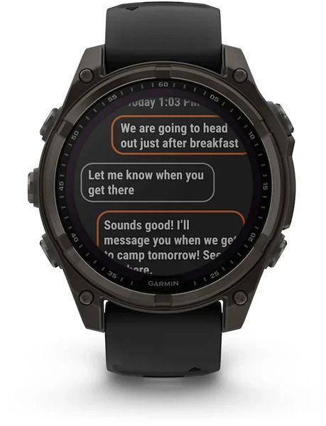 Смарт-часы Garmin Fenix 8 Solar 47mm Sapphire Carbon Grey DLC Titanium with Black/Pebble Grey Silicone Band 1346387 фото