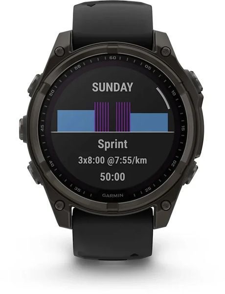 Смарт-часы Garmin Fenix 8 Solar 47mm Sapphire Carbon Grey DLC Titanium with Black/Pebble Grey Silicone Band 1346387 фото
