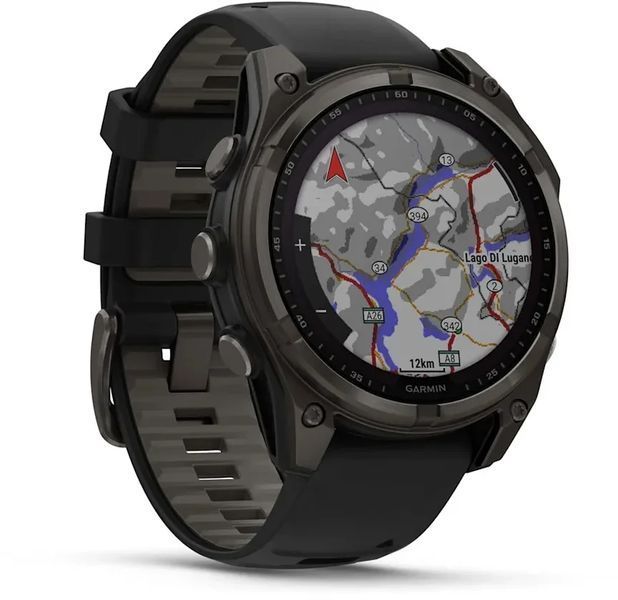 Смарт-часы Garmin Fenix 8 Solar 47mm Sapphire Carbon Grey DLC Titanium with Black/Pebble Grey Silicone Band 1346387 фото