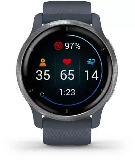 Смарт-часы Garmin Venu 2 Silver Stainless Steel Bezel with Granite Blue Case and Silicone Band 815720 фото