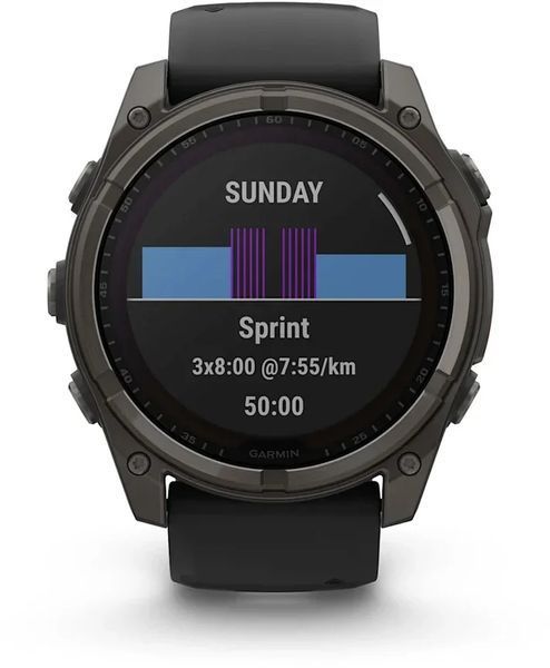 Смарт-часы Garmin Fenix 8 Solar 51mm Sapphire Carbon Grey DLC Titanium with Black/Pebble Grey Silicone Band 1346371 фото