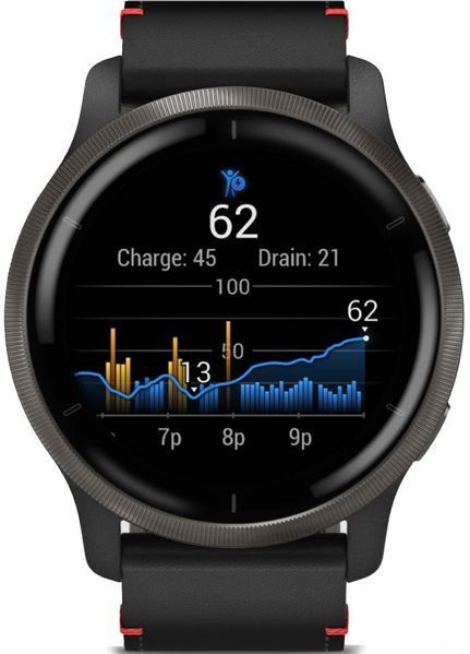 Смарт-годинник Garmin Venu 2 Slate Stainless Steel Bezel with Black Case and Leather Band 827385 фото