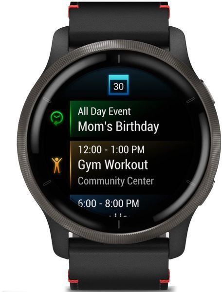 Смарт-годинник Garmin Venu 2 Slate Stainless Steel Bezel with Black Case and Leather Band 827385 фото