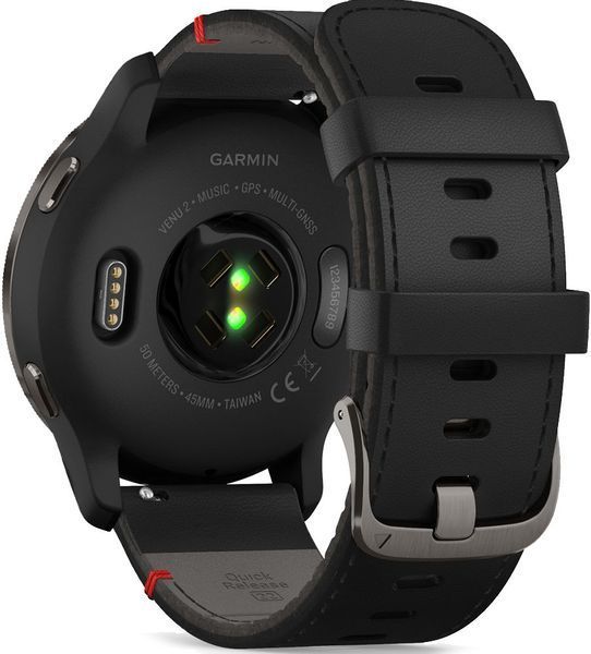Смарт-годинник Garmin Venu 2 Slate Stainless Steel Bezel with Black Case and Leather Band 827385 фото