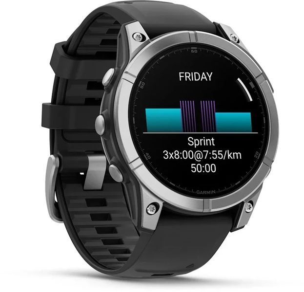 Смарт-часы Garmin Fenix E 47mm Stainless Steel with Black Silicone Band 1346389 фото